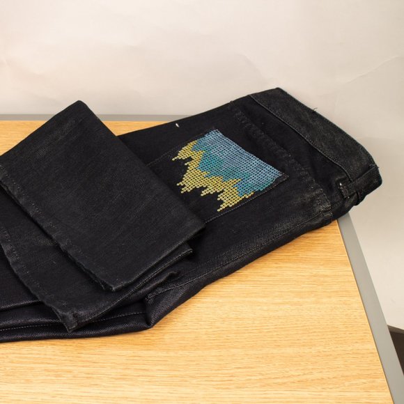 Express Stella Bootleg 8 (32 X 33) Women's Jeans Embellished Black Denim - Picture 10 of 11